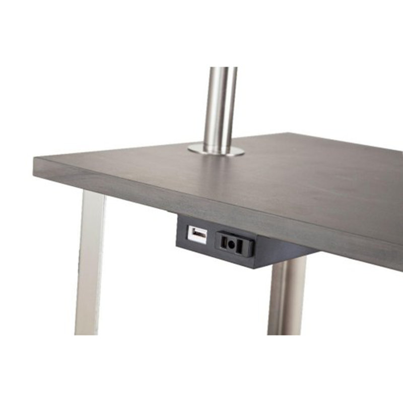Lampe de table d'appoint carrée 58 "de haut" Dru "argentée avec charge et port USB