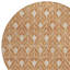 Tapis extérieur rond lavable géométrique 8 pi cuivre et beige