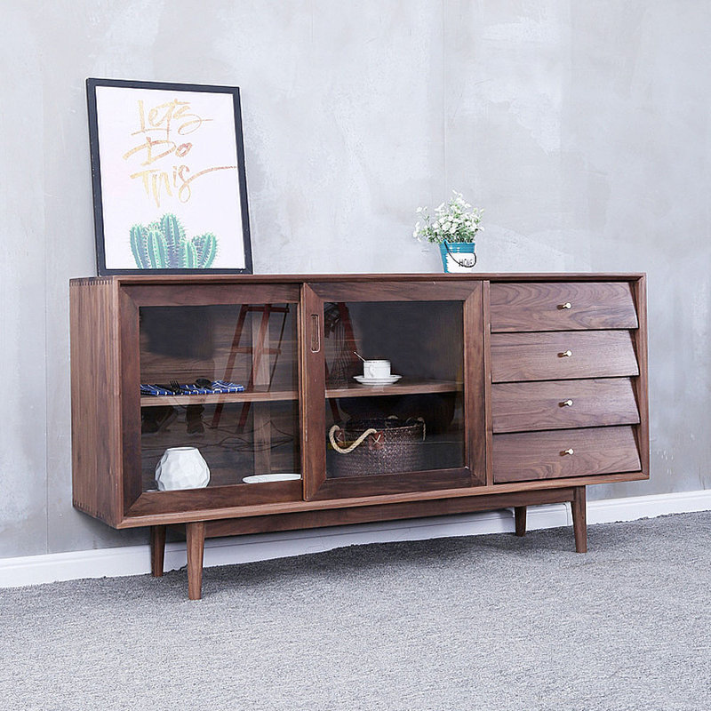 Multi-Functional Glass Storage Cabinet 62.99 " W Solid Wood Sideboard