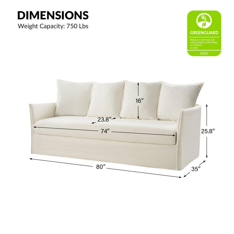 Canapé 80 po Wimberly, 100 % polyester blanc