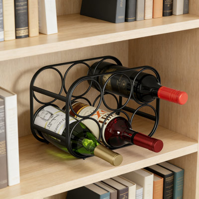 Support à vin en métal pour comptoir, support pour 6 bouteilles, aucun assemblage requis, conception robuste et peu encombrante pour la cuisine, le bar ou l'armoire