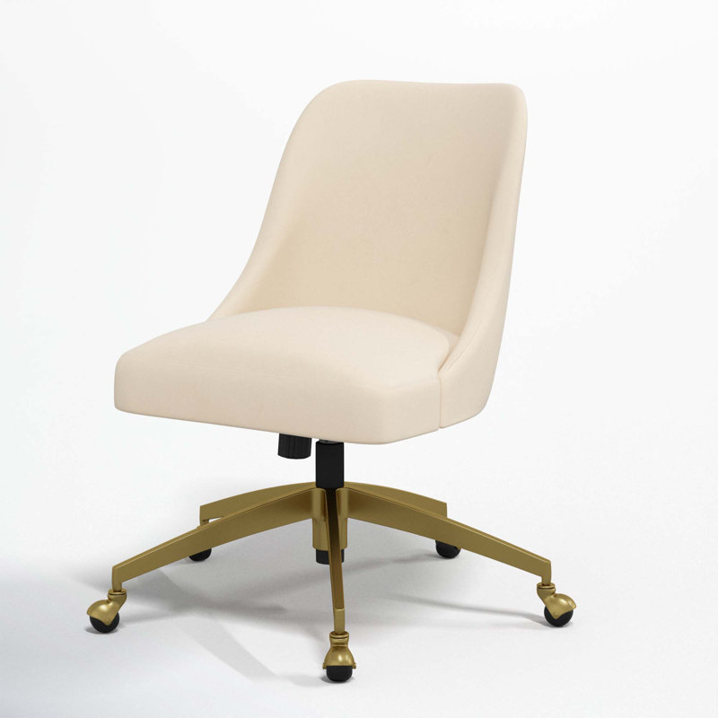 Chaise de bureau Tamieka, Velours performance perle classique