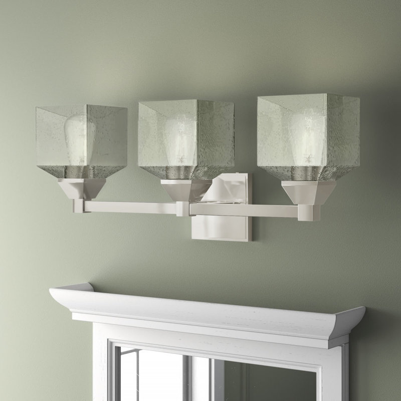 Billington 3 - Light Dimmable Vanity Light, Brushed Nickel, Clear Seeded