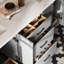 Meuble-lavabo double rectangulaire de 183 cm (72 po) avec comptoir en quartz blanc de Carrare de 3,8 cm (1,5 po) d'épaisseur, finition grise.-1695268158-1695268133