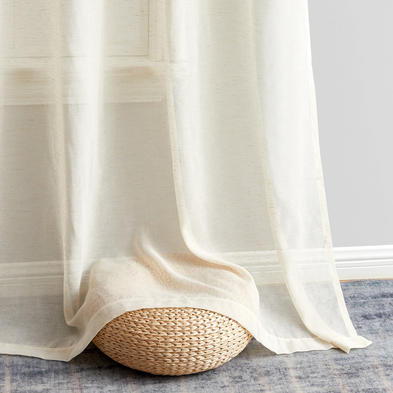 Linen Semi-Sheer Grommet Curtain Panels, 54" W x 96" L, Cream
