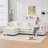 101.9-Inch Three-Seater Sofa, Made Of Cashmere Fabric, Equipped With A Movable Footstool, Modular Design, Suitable For Various Settings Such As Living Rooms, Bedrooms, And Apartments.Beige-154995366