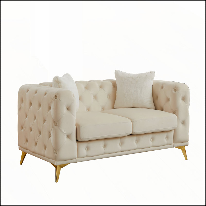 Canapé 61,25 pouces ChesterfieldStyle avec garniture capitonnée en velours