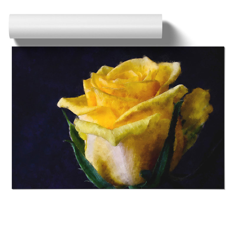 Yellow Rose Flower Painting - Frameless Print, 42cm H x 59cm W x 0.1cm D