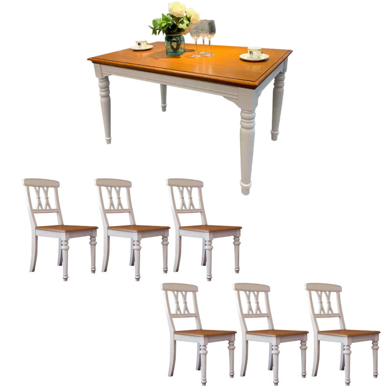 Table et chaises de style champêtre, Brun, Beige/brun, H 29,5 po x l 59 po x P 31,4 po