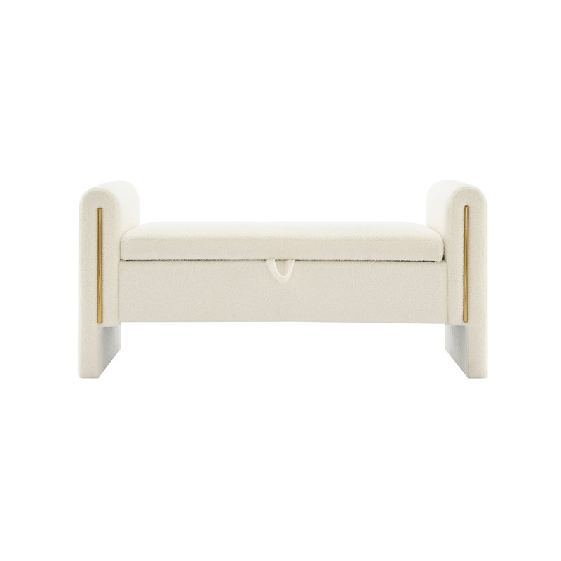Banc de bout avec accoudoirs et rangement Modern Teddy Bed, Crème, crème