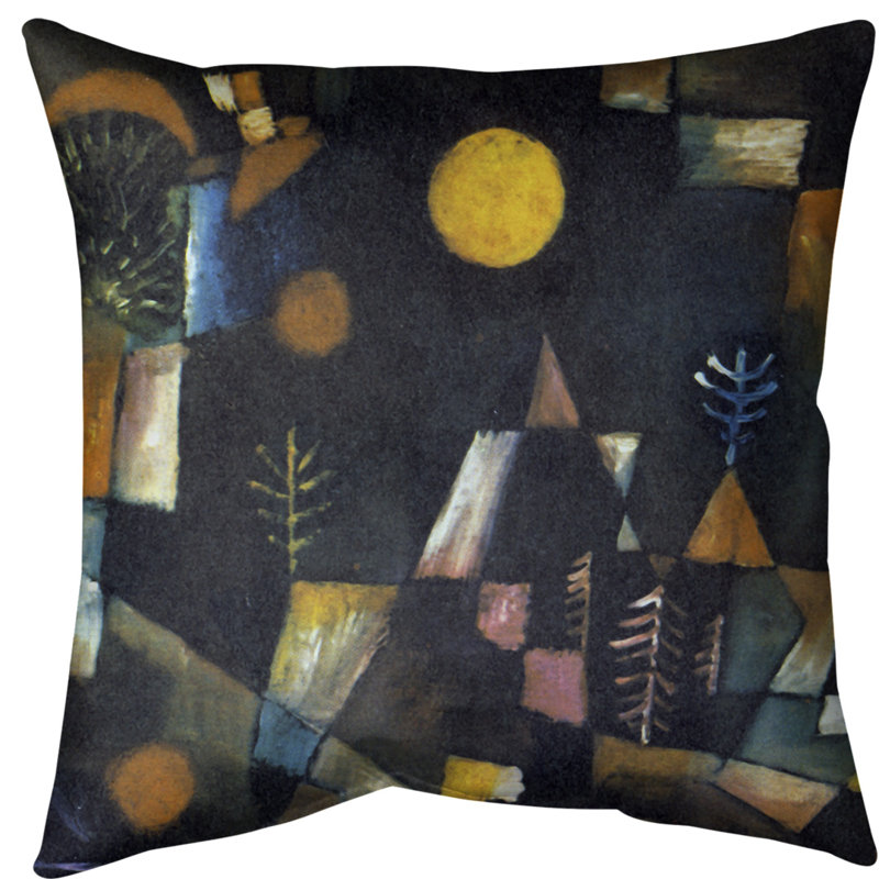 Coussin décoratif full moon, 20 po x 20 po, Duvet synthétique, Jaune / Brun