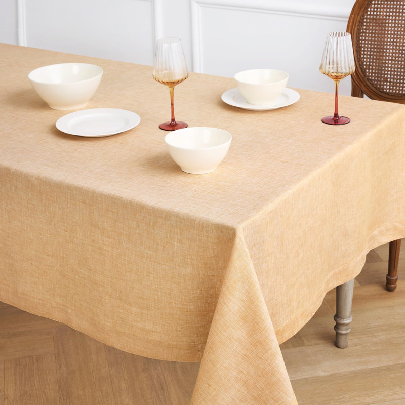 100% Pure Linen Tablecloth - Athena, 132" x 60", Golden Nugget