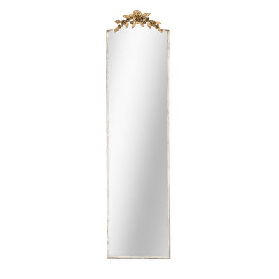 Fascinating Full Mirror With Rim And Elegant Gold Floral Crown Enrapturing Rectangular Ornate Decoration