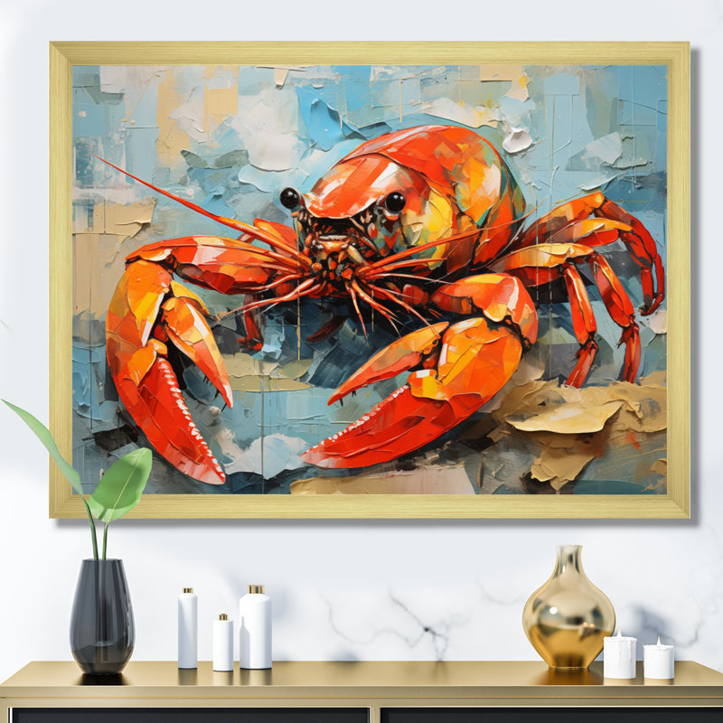 Crayfish Creek Dweller Collage - Animals Canvas Art Print, H 16 po x l 32 po x P 1 po, Cadre doré à une seule photo