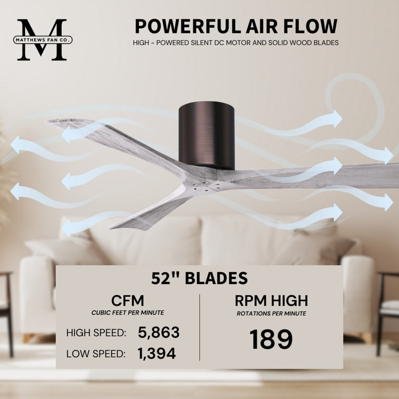 Irene Ceiling Fan, Brushed Bronze, Barn Wood Tone, 52"