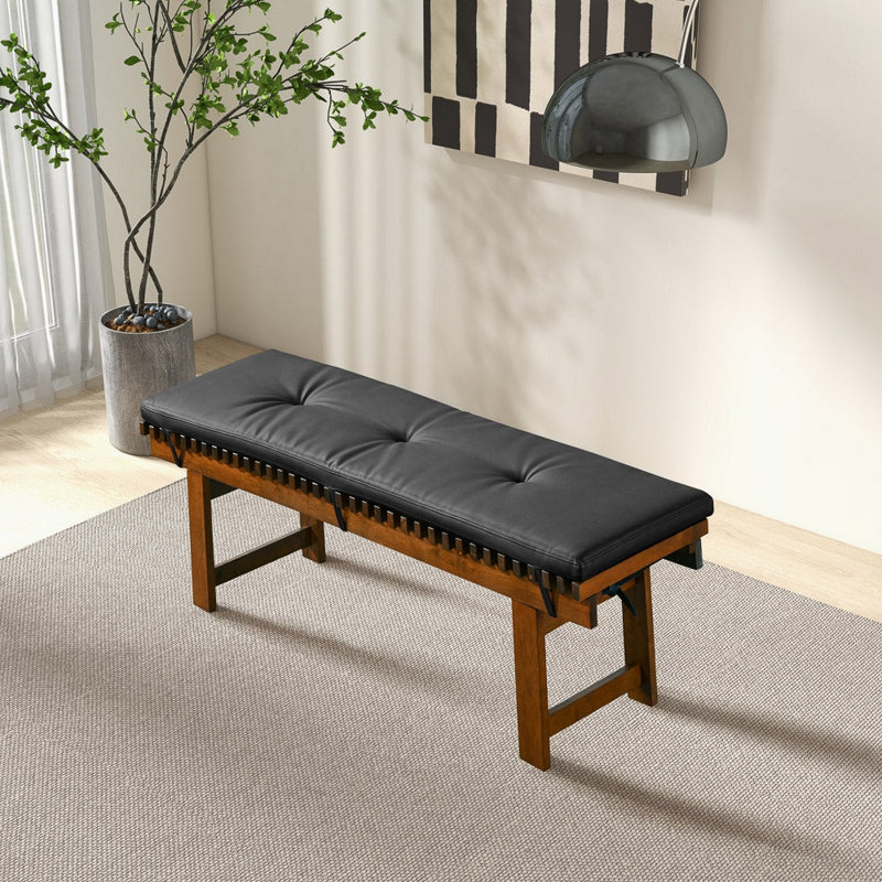 Banc Lucia en cuir synthétique noir