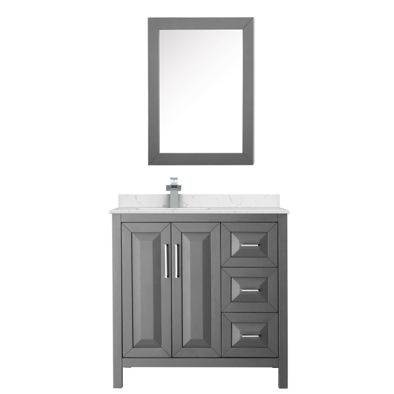 Daria 36'' W Single Vanity, Polished Chrome, Carrara Cultured Marble, Dark Gray