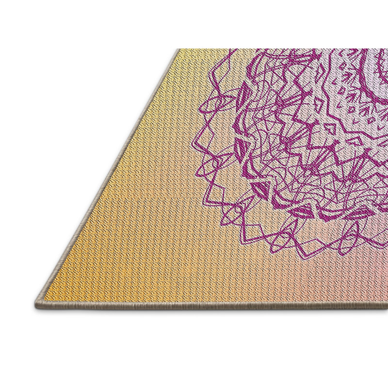 Tapis rose/jaune tissé à la machine, Rectangle 2 pi x 3 pi