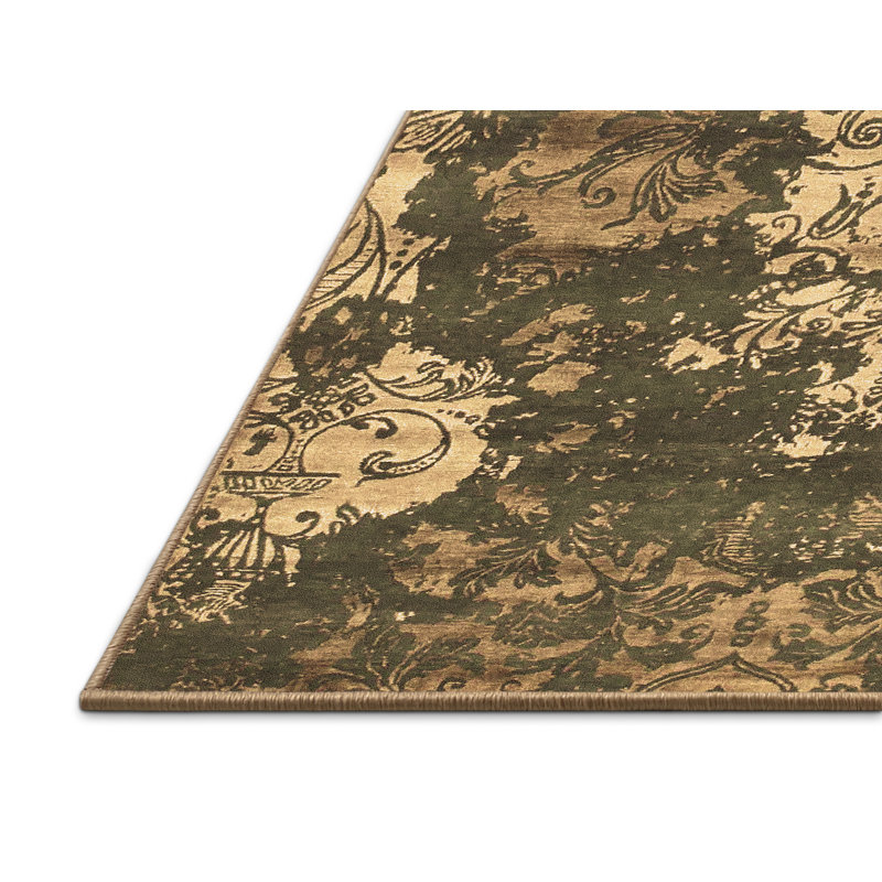 Tapis brun / gris / beige en laine et polyester tissé à la machine 7 pi x 9 pi Darith