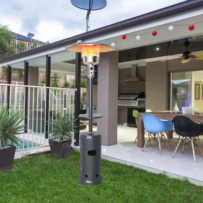 48,000 BTU Standing Outdoor Heater Propane LP Gas Steel With Table And Wheels
