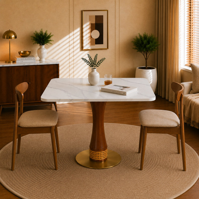 Table de salle à manger, White, Grey / Brown, Gold