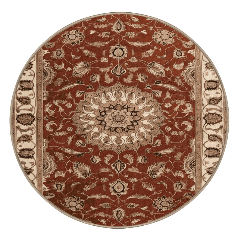 Tapis brun lavable à la machine, Rond 8 pi