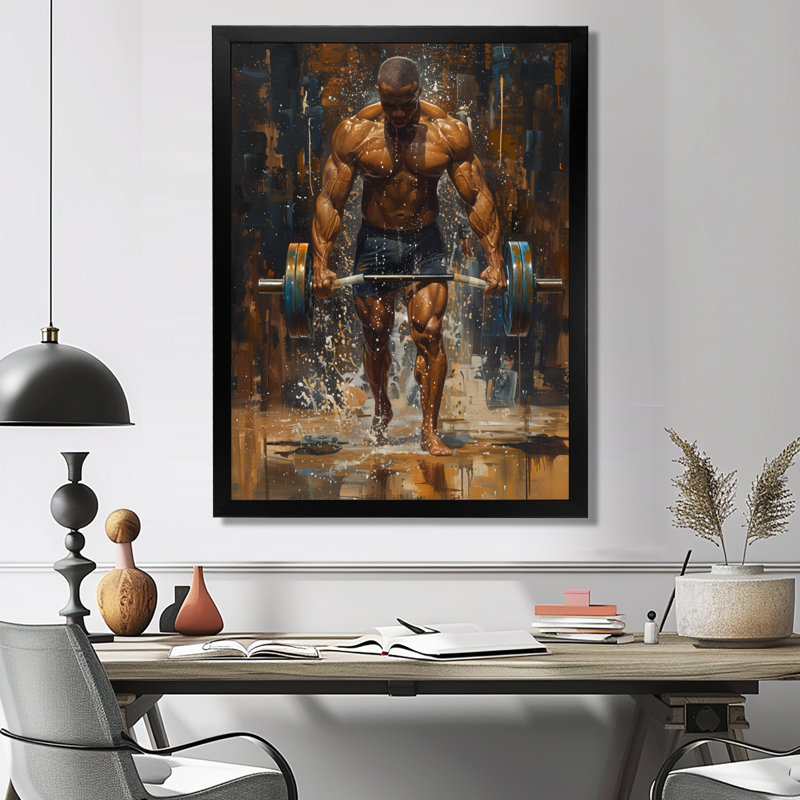 Déterminé haltérophile Hommes, Concours III - Art aérobique et musculation, Toile encadrée noire simple