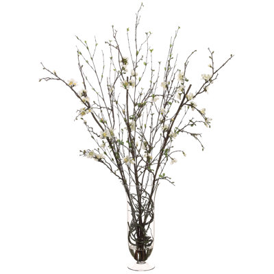 Fabric Quince Blossom Arrangement in Vase