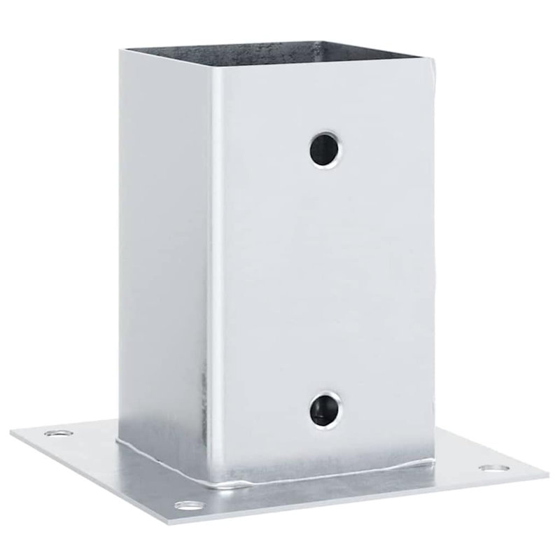 Post Bases Square 4 Pcs 91X91 Mm Powder-Coated Steel, Silver