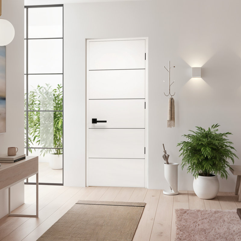 Porte creuse encastrée à 5 lignes avec apprêt sans quincaillerie, 18 po x 80 po