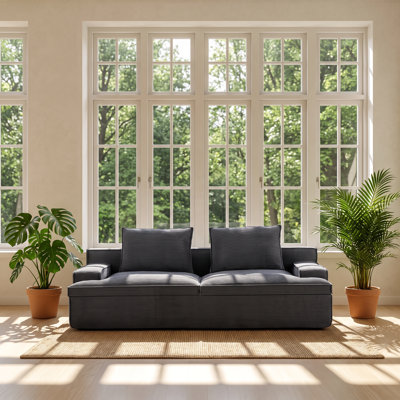 Nimbus 90.9" W x 40.6" D x 26.8" H Corduroy 4-Seat Sofa