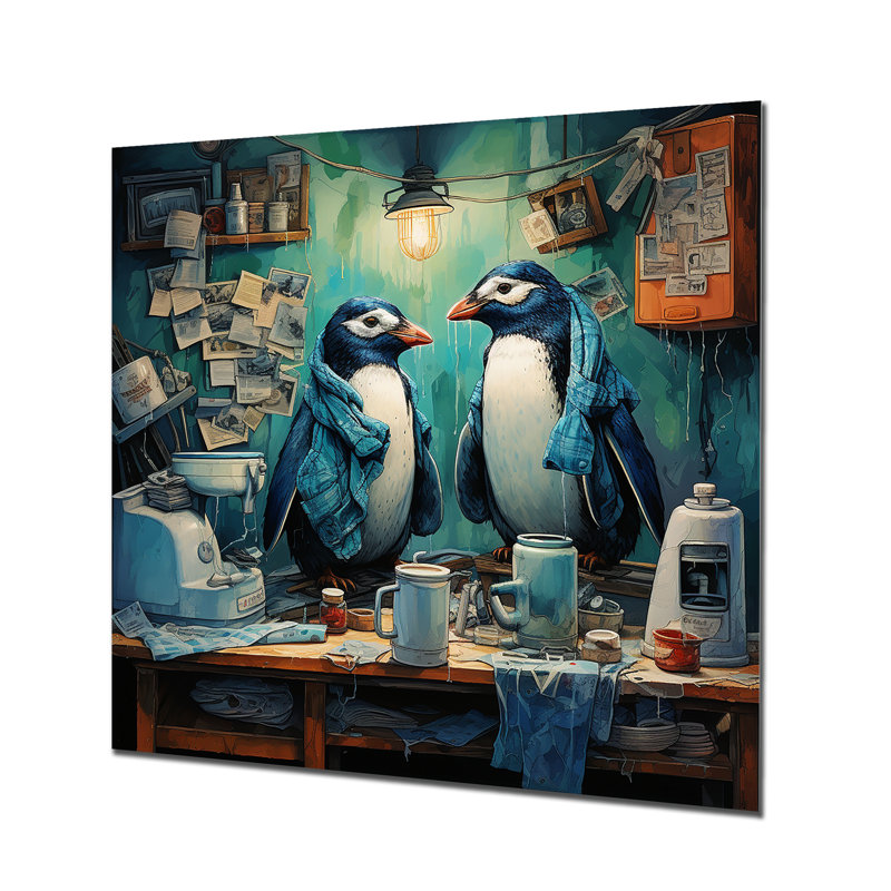 Chilly Penguins Laundry Room II - Art mural en métal Laundry, H 29 po x l 29 po