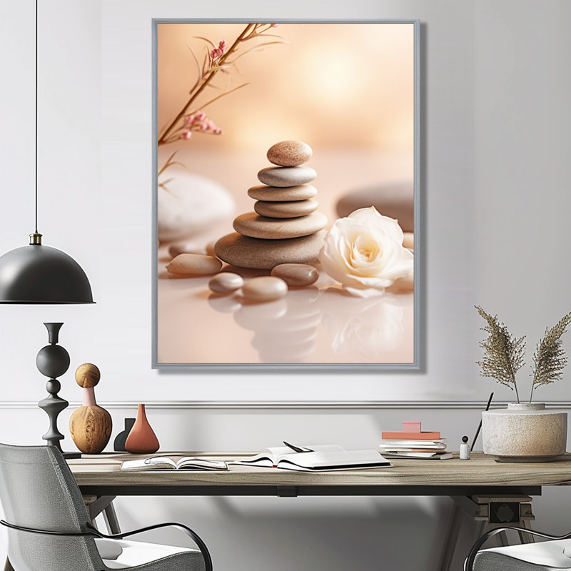 Spa Serenity Zen Stones délicat équilibre Cairn I - art mural en pierre spirituelle, H 20 po x l 12 po x P 1 po