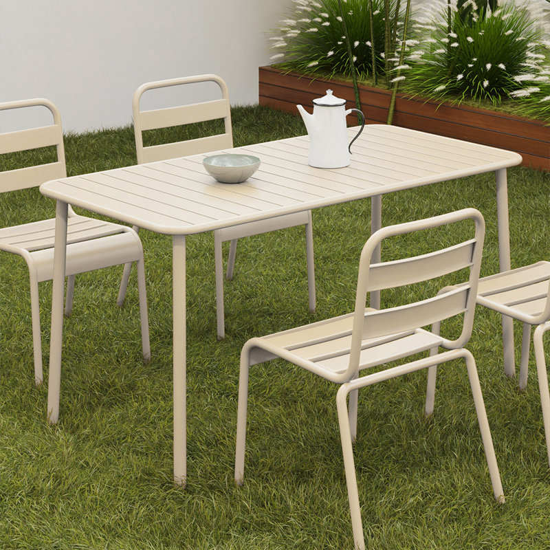 Table de salle à manger blanche pour l'extérieur - imperméable et facile à nettoyer, polyvalente pour la terrasse, le balcon et le jardin