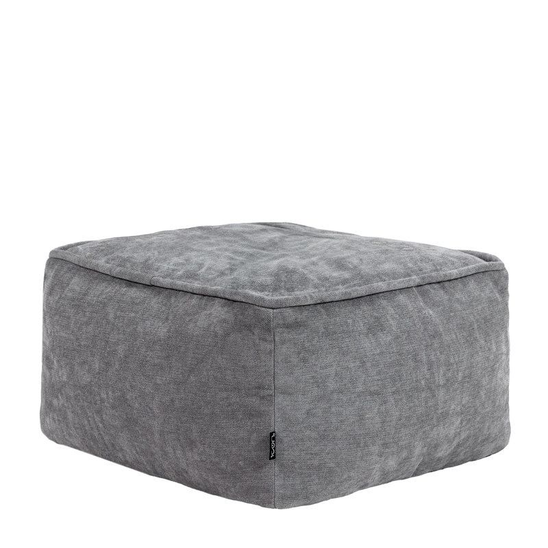 Bean Bag Bazaar Amara Chenille Square Footstool Bean Bag, Grey