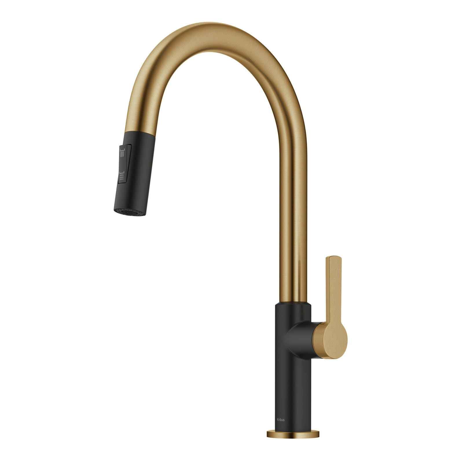 Kraus Oletto Pull-Down Kitchen Faucet, Brushed Brass/Matte Black
