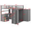 Lit mezzanine peu encombrant avec bureau, tiroirs et garde-robe-128979396