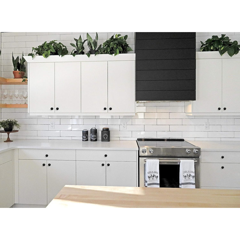 Matte Black Round Zinc Alloy Cabinet Knobs Set of 5