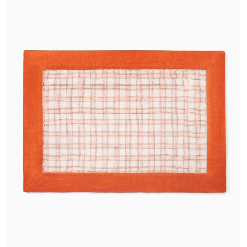 Mikela Linen Rectangle Placemats, Tangerine