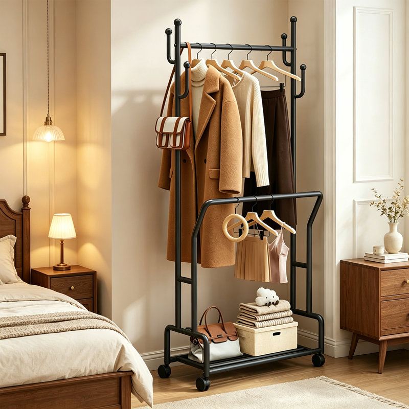 Rolling Entryway Coat Rack Organizer