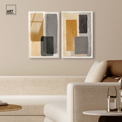 Ensemble de décorations murales simples à motif acrylique Boho par Art Remedy, prêt à accrocher, 16 x 24