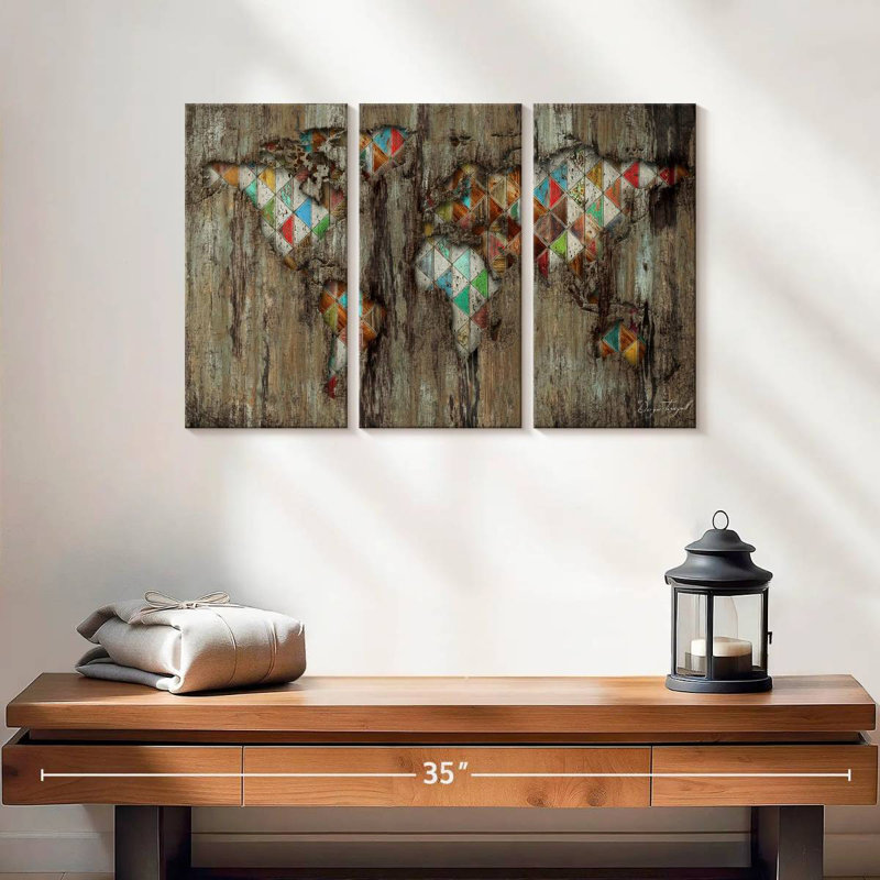 Aliaz My Geometric World Map, 48" H x 74" W