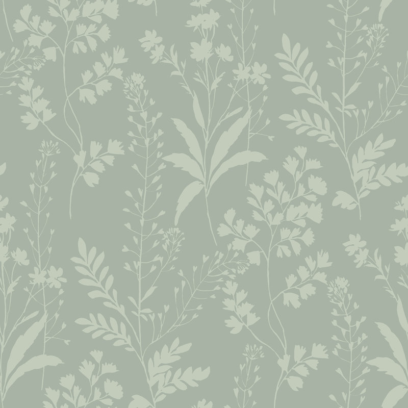 Papier peint silhouettes de fleurs sauvages, Sauge