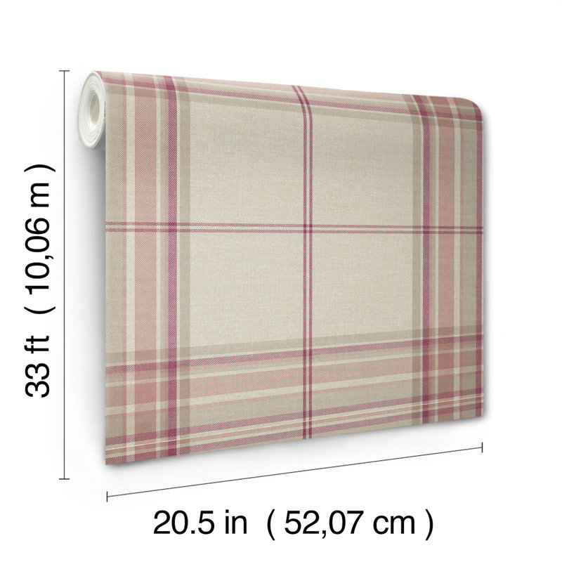 Westley Black Plaid Wallpaper, Red