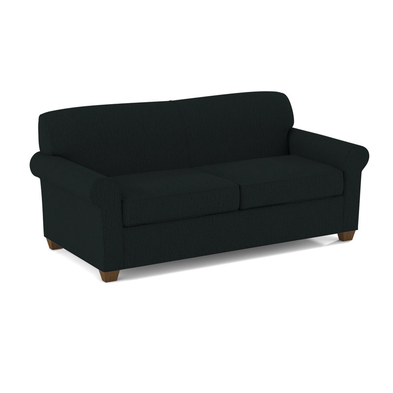 Finn 75" Rolled Arm Sofa Bed, Innerspring, Cardigan Coal, Montana Walnut