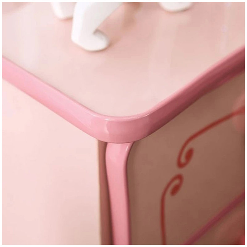 Table de chevet 2 tiroirs en bois au fini rose