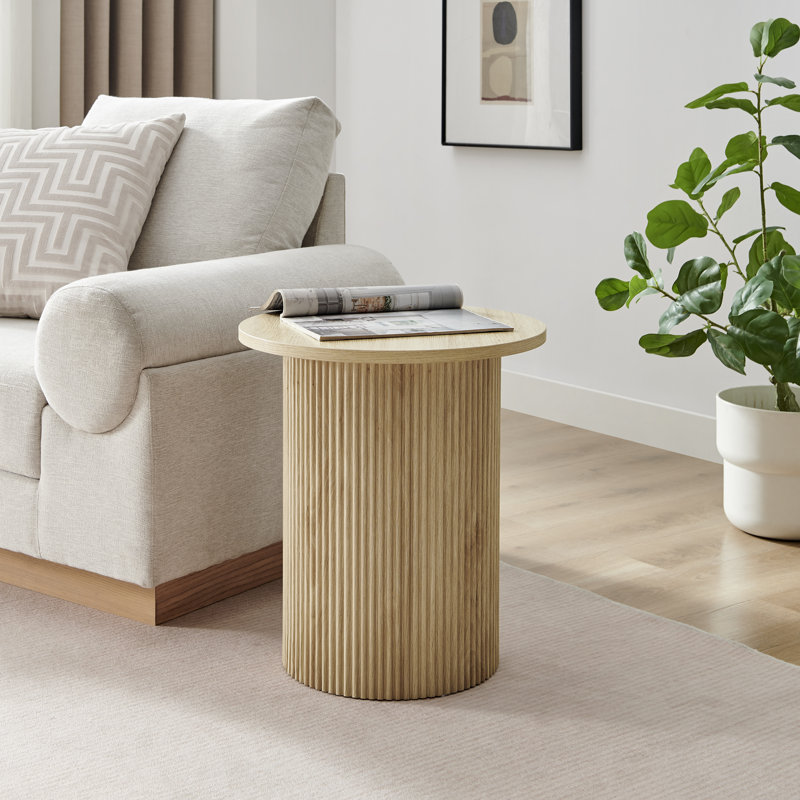 Penny Pedestal End Table, Oak