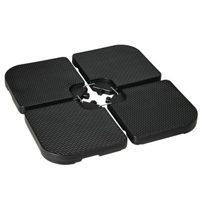 Hdpe Material Patio Umbrella Base Weights Sand Filled Up To 175 Lb. For Any Offset Umbrella Base | 4-Piece, Water Or Sand Filled, All-Weather, Black (Square)