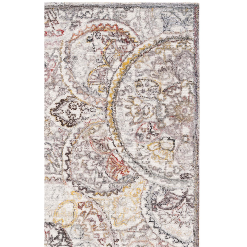 Metro Hand Tufted Wool/Cotton with Cotton Backing Geometric Rug in Ivory/Red, Rectangle 8' x 10'