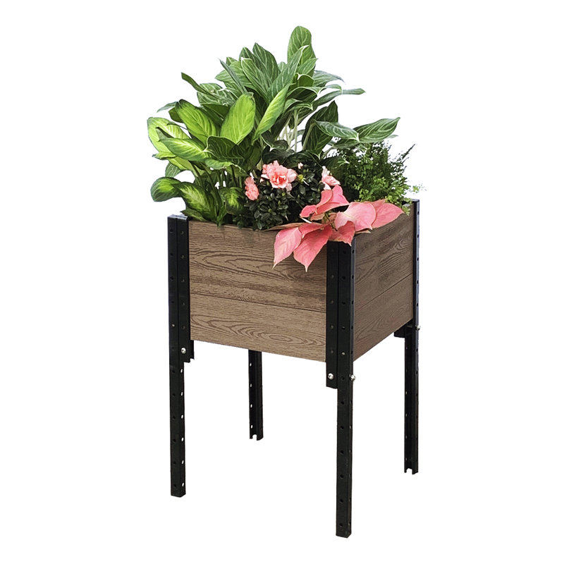 Brown Composite and Steel Elevated Planter Box for Indoor/Outdoor Use